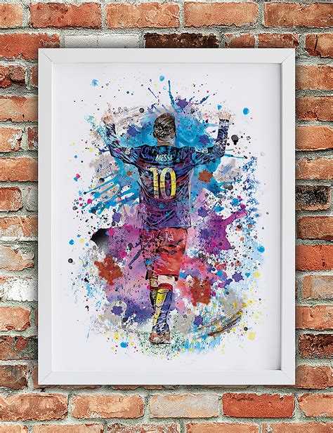 Lionel Messi A3 Football Art Painting Print Barcelona Etsy