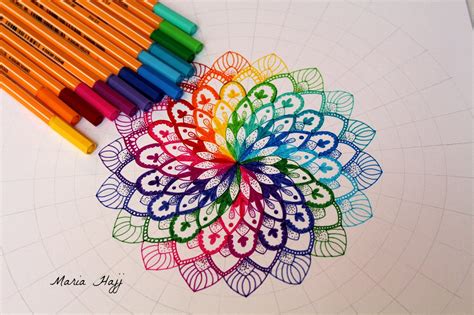 How To Draw A Twisted Rainbow Mandala Step By Step Tutorial For