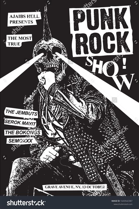 Punk Rock Show Gig Poster Flyer Template Royalty Free Stock Vector