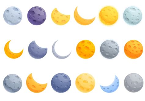 Набор иконок луны луна иконки Премиум векторы
