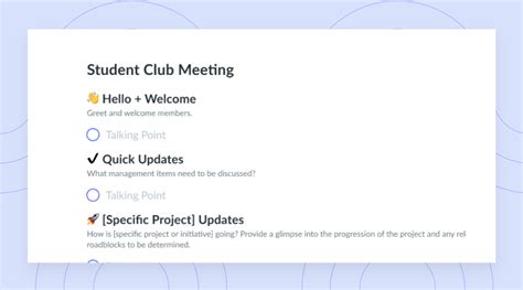 Student Club Meeting Template Fellowapp