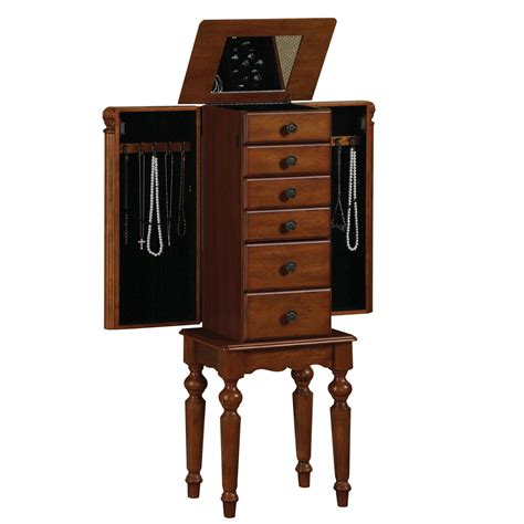 Lightly Distressed Deep Cherry Jewelry Armoire Brylane Home