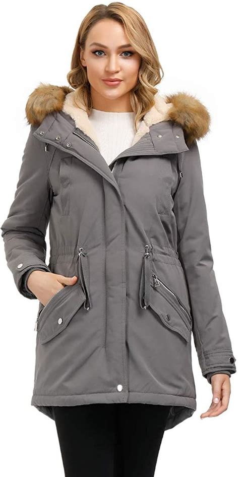 Royal Matrix Women’s Warm Winter Parka Coat Hooded Sherpa Lined Winter Jacket With Zip Pockets