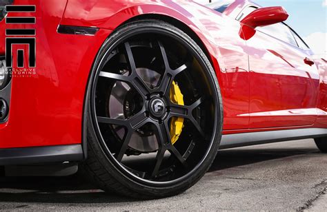 Red Chevy Camaro Zl1 On Black Custom Wheels By Exclusive Motoring