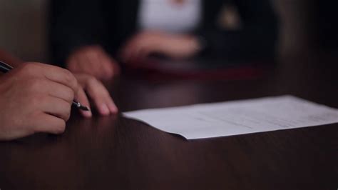 Hand Of Businessman Signing Document Contract Stock Footage Sbv