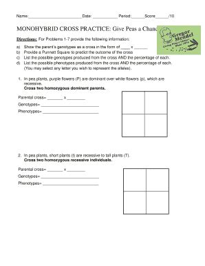 Answer each of the following questions using a punnett square and the rules of monohybrid crosses. 33 Monohybrid Crosses Practice Worksheet Answer Key - Notutahituq Worksheet Information