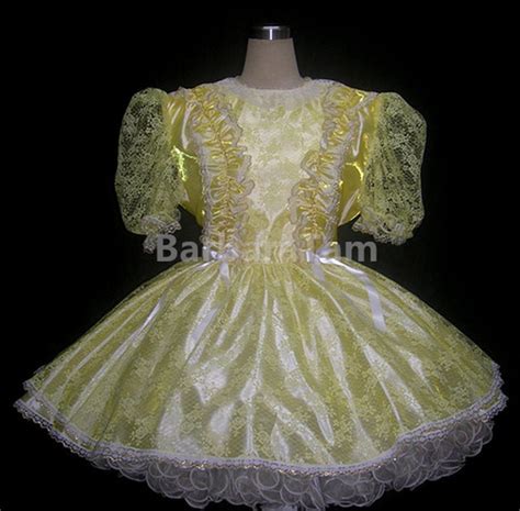 Str 06 Bbt Adult Sissy Yellow Lacy Girl Dress Bbtsissycloset