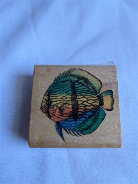 Vintage Fish Stamps Rubber Stamps Wooden Based Stamps Ocean Etsy