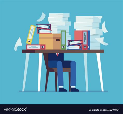 Accounting Documents Piles Unorganized Office Vector Image