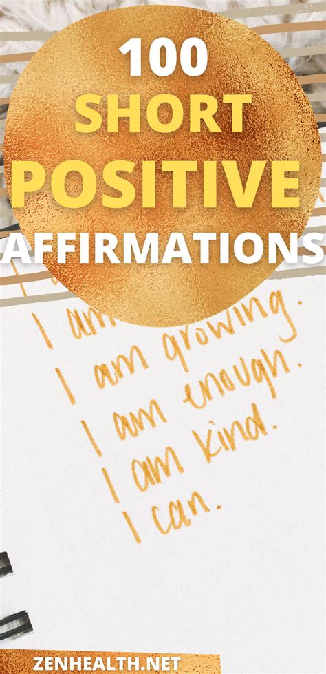 100 Short Positive Affirmations Keep Repeating Them Zenhealth In