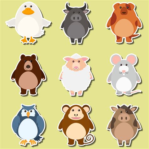 Sticker Design For Cute Animals 448668 Vector Art At Vecteezy