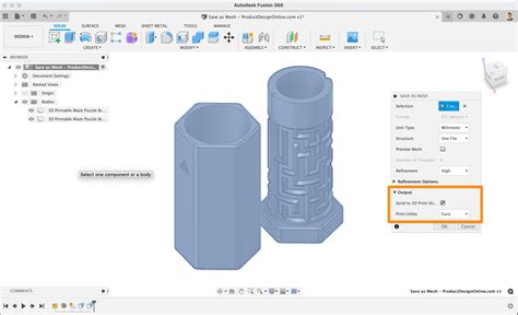 Send To 3d Print Utility In Fusion 360 Min Product