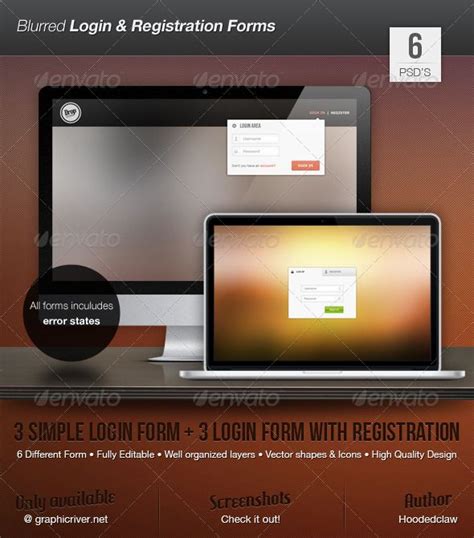 Blurred Login And Registration Forms With Images Registration Form