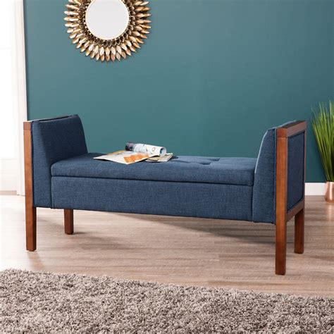 Letto Upholstered Entryway Bench Transitional Style Blue