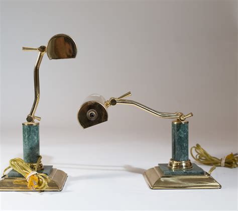 Vintage Brass Lamps Pair Of Gold Colored Mid Century