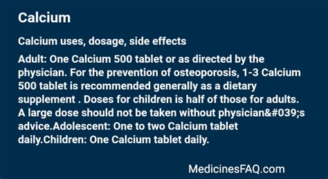 calcium uses dosage side effects faq medicinesfaq