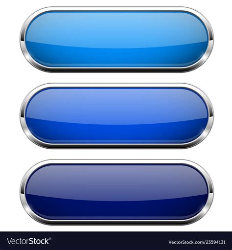 Blue Oval Web Buttons With Metal Frame Royalty Free Vector