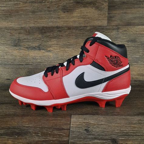 Air Jordan 1 Mid Td Football Cleats Chicago White Red Black Size 13