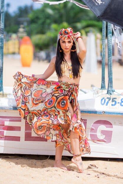 Premium Photo Gorgeous Bikini Girl On A Beach With Gypsy Style Dress