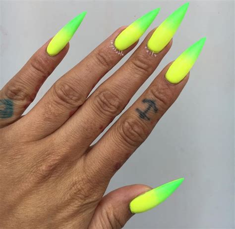 Neon Ombre Stiletto Nails Neon Acrylic Nails Neon Nails Gel Nails
