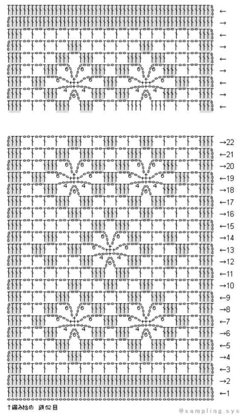 Two Crocheted Squares With The Same Pattern As Shown In This Diagram
