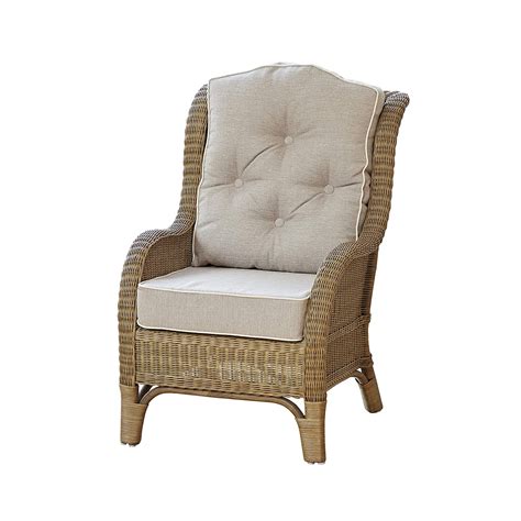 Alfresia Denver Wicker Reading Chair With Button Back Cushion Premium
