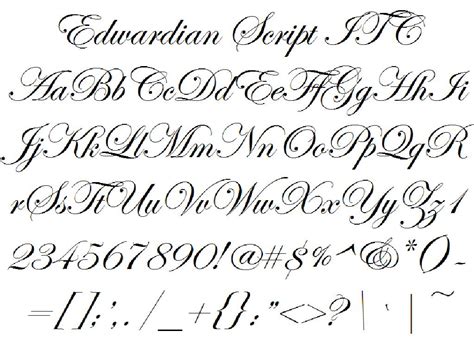 Font Alphabet Styles Edwardian Script Itc