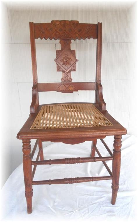 Antique Eastlake Victorian Hand Carved Chair With Cane Seat Carved
