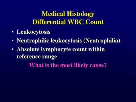 A reactive leukocytosis, typically in the range of 11,000 to 30,000 per mm³ (11.0 to 30.0 × 109 per l), can arise from a variety. PPT - Hematopoietic System- 1 Peripheral Blood PowerPoint ...