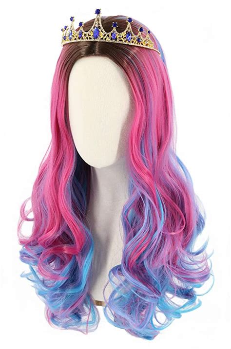 Amazonsmile Topcosplay Kids Child Girls Wig Long Wavy Pink Mixed Blue