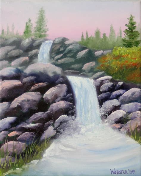 Daily Painters Abstract Gallery Waterfall Landscape Oil Painting By