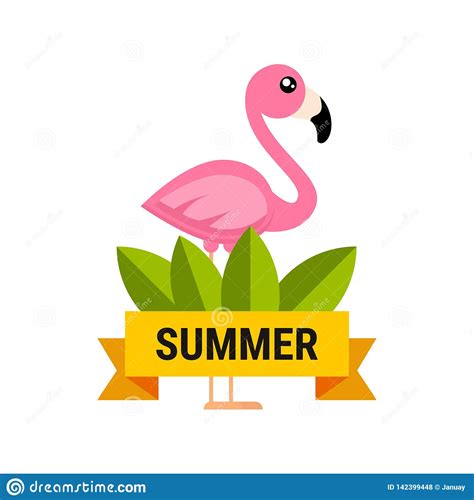 Cartoon Flamingo Vector Label Stock Vector Illustration