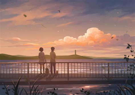 Anime Couple Sunset Wallpapers Top Free Anime Couple Sunset Backgrounds Wallpaperaccess