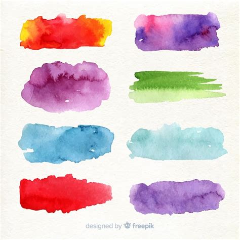 Free Vector Colorful Watercolor Stroke Collection