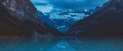 Download Wallpaper 2560x1080 Mountains Lake Night Dark Landscape