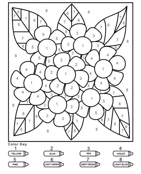 Color By Number Flower Coloring Pages Home Design Ideas