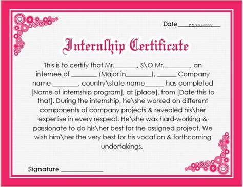11 Internship Certificate Formats Free Printable Word And Pdf Samples
