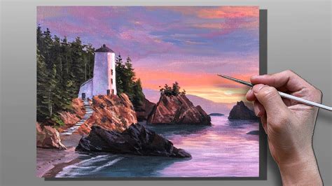 Acrylic Painting Lighthouse Seascape Correa Art Youtube