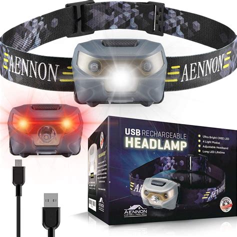 Aennon 1 Pack Usb Rechargeable Led Head Torch Super Brightor