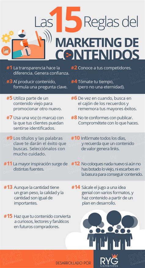 15 Reglas Del Marketing De Contenidos Infografia Infographic