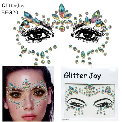 bfg20 1pc adhesive resin face jewels gems temporary tattoo face jewels festival party body gems