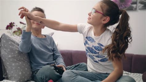 Siblings Give Five Hand On Video Gaming Brother And Sister Enjoy Youtube