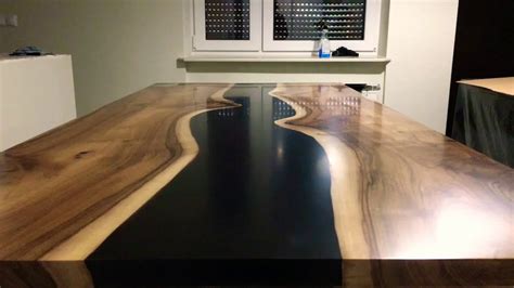 Epoxy Resin Walnut Black River Table Youtube