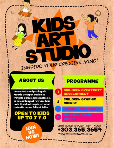 Kids Art Studio Flyer Template Postermywall