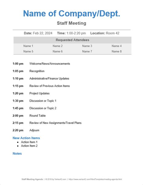 Meeting Agenda Templates 14 Free Printable Pdf Excel And Word Formats