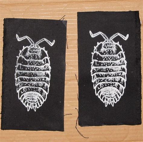 Pill Bug Patch White On Black Insect Bug Critter Punk Patches Roly