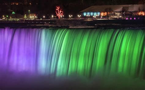 Niagara Falls At Night Green Violet Photograph By Christopher