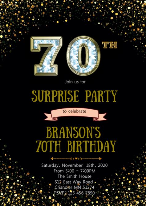 70th Birthday Party Invitation Template Postermywall