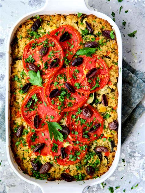 Greek Brown Rice And Vegetable Casserole From A Chefs Kitchen
