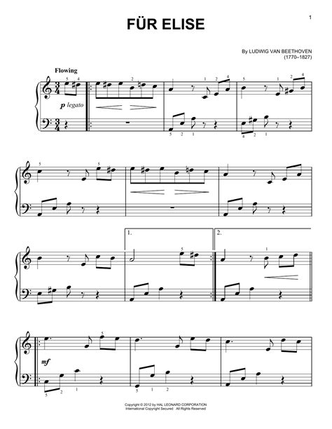 Fur Elise Sheet Music By Ludwig Van Beethoven Easy Piano 157668